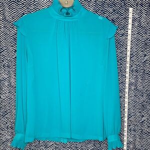 Chic Vintage 70s Turquoise Women's Blouse Rare Find